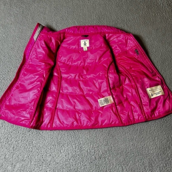 Lands' End Vest Girls Medium (5-6) Pink Lightweight Floral‎ Stitching Full Zip - Picture 4 of 8